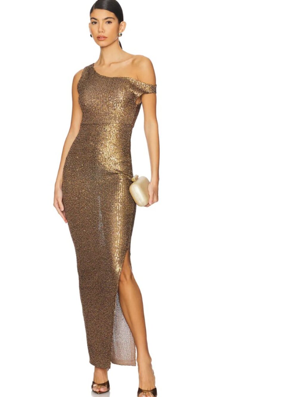 Norma Kamali Gold/Bronze Drop Shoulder Fitted Gown NEW WITH TAGS!